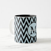 Zickzack Monogramm Zweifarbige Tasse (Vorderseite Links)