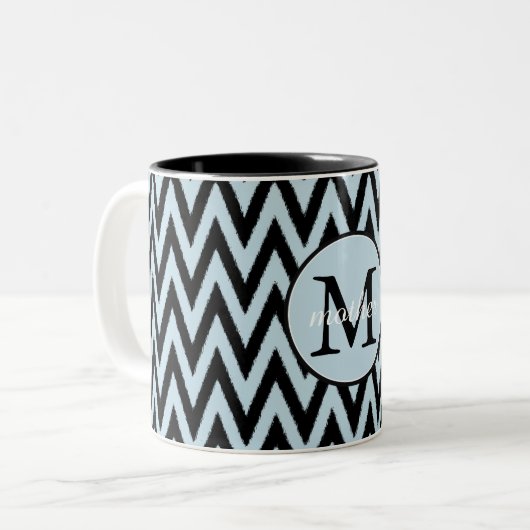 Zickzack Monogramm Zweifarbige Tasse (Vorderseite Links)
