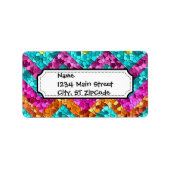 Zickzack Mosaik-Muster in Farben und Fun Tile Adressaufkleber (Vorne)