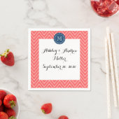 Zickzack Muster 2A Monogram Coral, Navy Blue Serviette (Beispiel)