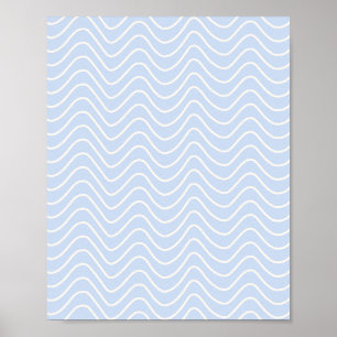 Zickzack Muster an der Küste der Minimallinie Blau Poster
