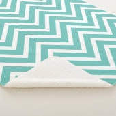 Zickzack Muster Aquamarin und weiß Sherpadecke (3/4)