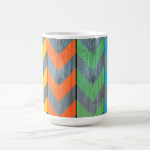 Zickzack Muster auf Holztextur von Shirley Taylor Kaffeetasse