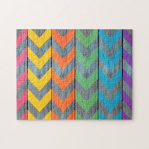 Zickzack Muster auf Holztextur von Shirley Taylor Puzzle