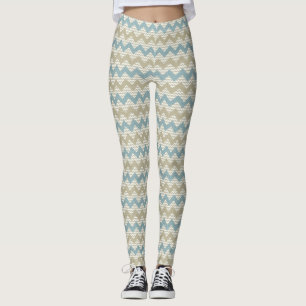 Zickzack Muster auf Leinenbeschaffenheit Leggings
