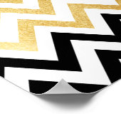 Zickzack Muster aus schwarzem Imitat Poster (Ecke)