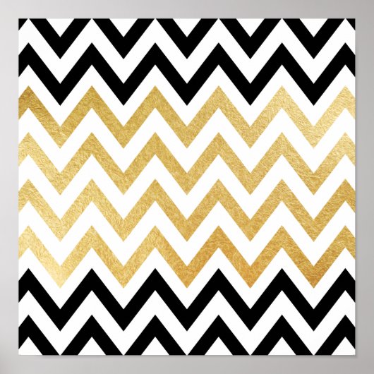 Zickzack Muster aus schwarzem Imitat Poster (Vorne)