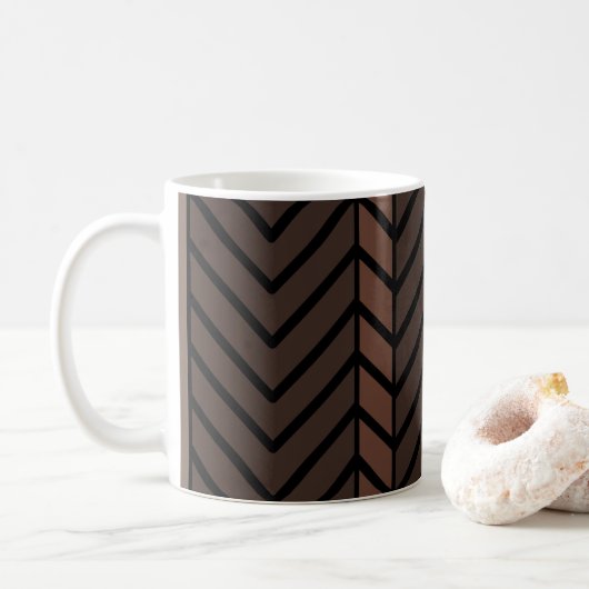 Zickzack Muster braun Kaffeetasse (Mit Donut)