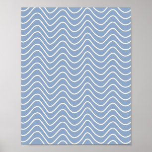Zickzack Muster der Minimallinie blau Poster