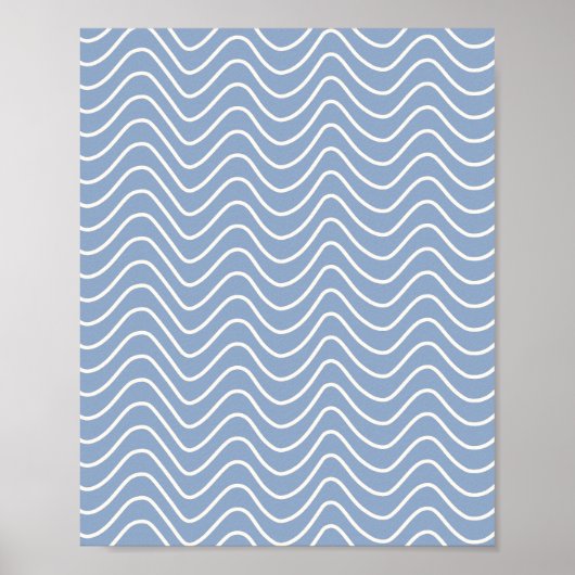 Zickzack Muster der Minimallinie blau Poster (Vorne)