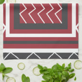 Zickzack Muster des grauen, weißen roten Quadrats Geschirrtuch (Gefaltet)