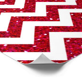 Zickzack Muster des roten Glitzer Poster (Ecke)