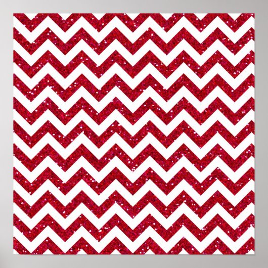 Zickzack Muster des roten Glitzer Poster (Vorne)