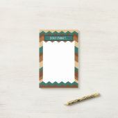 Zickzack Muster-Erinnerung braun und grün Post-it Klebezettel (Auf Schreibtisch)