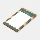 Zickzack Muster-Erinnerung braun und grün Post-it Klebezettel (angewinkelt)