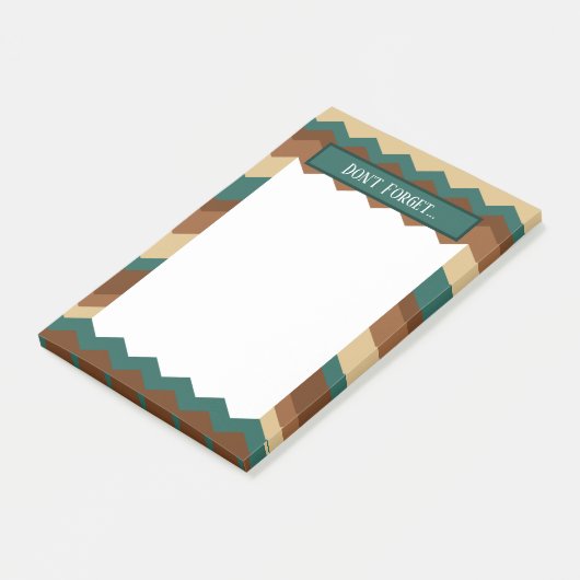 Zickzack Muster-Erinnerung braun und grün Post-it Klebezettel (angewinkelt)
