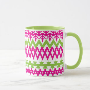 Zickzack Muster für das  rosa grüne Tribal Tasse