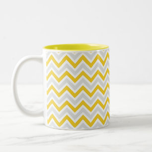 Zickzack Muster-gelbes u. graues modernes Zweifarbige Tasse