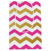 Zickzack Muster-Geschenktüte in Rosa und Gold Mittlere Geschenktüte (Vorderseite)