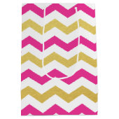 Zickzack Muster-Geschenktüte in Rosa und Gold Mittlere Geschenktüte (Rückseite)