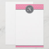 Zickzack Muster Grau-Monogramm Briefpapier (Vorne/Hinten)