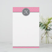Zickzack Muster Grau-Monogramm Briefpapier (Stehend Vorderseite)