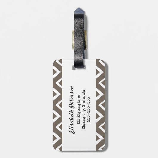 Zickzack Muster grauen wunderlichen Zickzacks Gepäckanhänger (Rückseite vertikal)