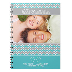 Zickzack Muster-Hochzeits-Planer-Notizbuch (Aqua) Notizblock