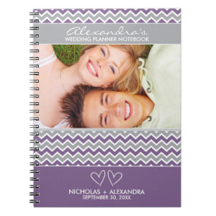 Zickzack Muster-Hochzeits-Planer-Notizbuch (lila) Notizblock