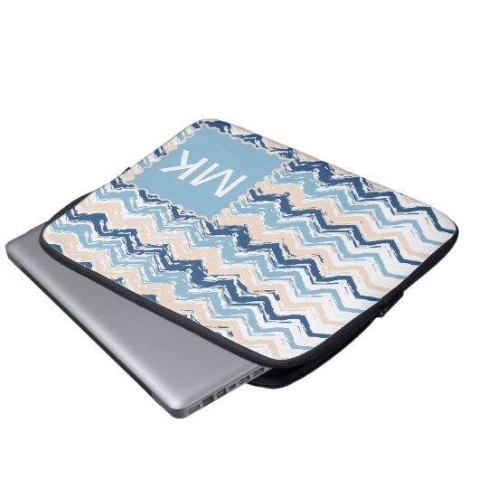 Zickzack Muster im Pazifischen Ozean Laptopschutzhülle (Vorne Knopf)