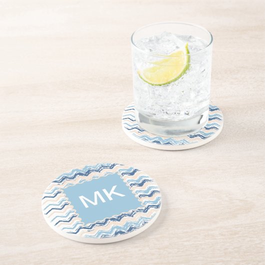 Zickzack Muster im Pazifischen Ozean Sandstein Untersetzer (Seite)