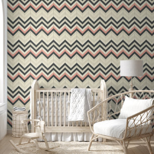 Zickzack Muster in Beige, Grau und Rosa Tapete
