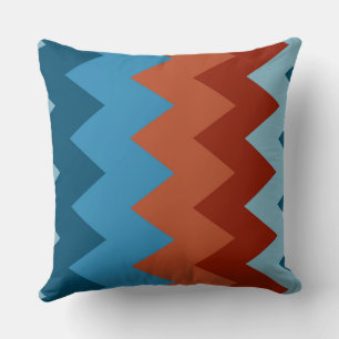 Zickzack Muster in Blau und Orange Kissen