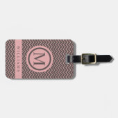 Zickzack Muster in braun rosa Pfirsichfarben Gepäckanhänger (Vorderseite horizontal)