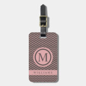 Zickzack Muster in braun rosa Pfirsichfarben Gepäckanhänger (Vorderseite vertikal)