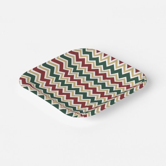 Zickzack Muster in den roten Grün Pappteller (Gewinkelt)