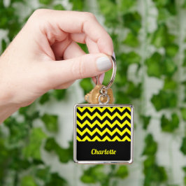 Zickzack Muster in Gelb und Schwarz Schlüsselanhänger