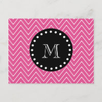 Zickzack Muster in Hot Pink | Schwarze Monogramm