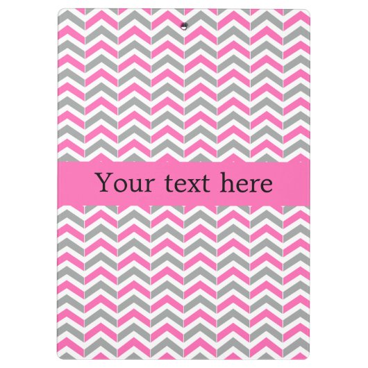 Zickzack Muster in Pink und Grau Klemmbrett (Rückseite)