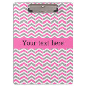 Zickzack Muster in Pink und Grau Klemmbrett (Vorderseite)