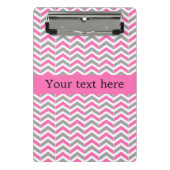 Zickzack Muster in Pink und Grau Mini Klemmbrett (Vorderseite)