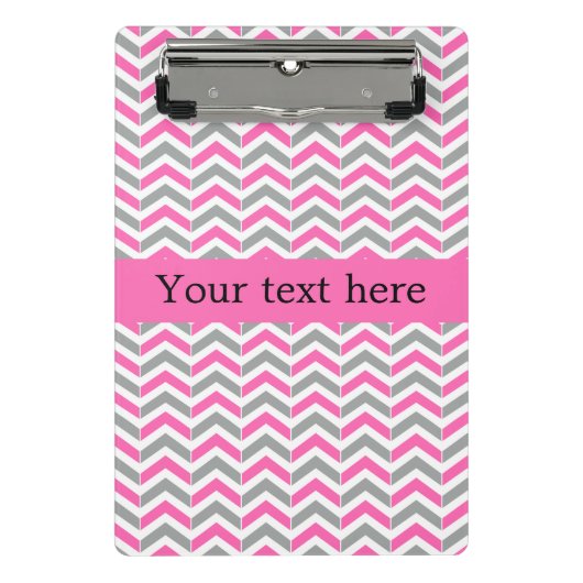Zickzack Muster in Pink und Grau Mini Klemmbrett (Vorderseite)