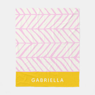 Zickzack Muster in Rosa und Gelb Personalisiert Fleecedecke