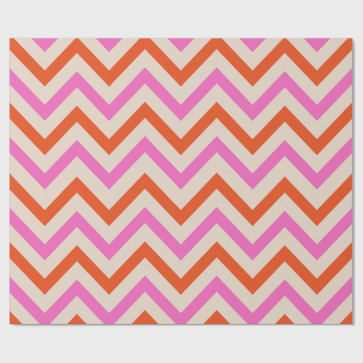 Zickzack Muster in Rosa und Orange Zigzag Geschenkpapier (Flach)