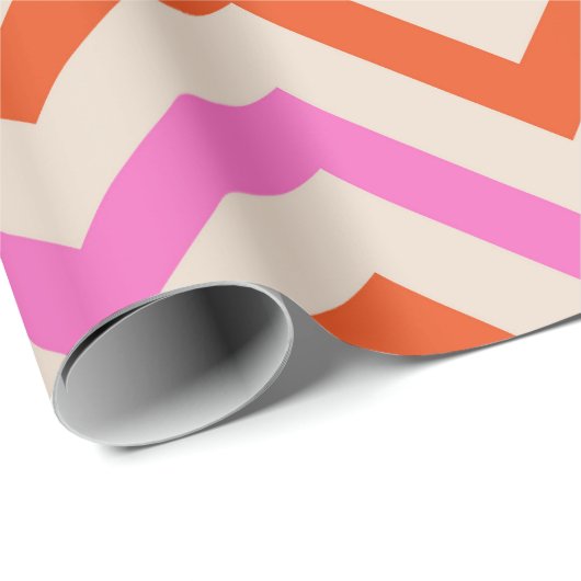 Zickzack Muster in Rosa und Orange Zigzag Geschenkpapier (Rolleneckpunkt)