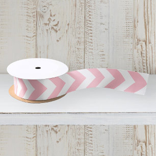 Zickzack Muster in Rosa und Weiß Zigzag Satinband