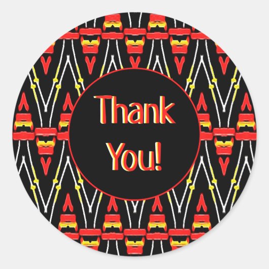 Zickzack Muster in Rot und Gelb Runder Aufkleber (Vorderseite)