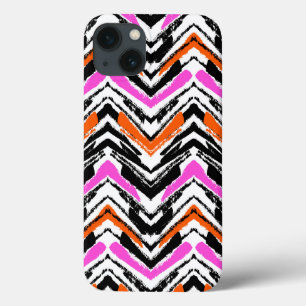 Zickzack Muster in Schwarz, Orange und Rosa Case-Mate iPhone Hülle