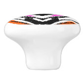 Zickzack Muster in Schwarz, Orange und Rosa Keramikknauf (Seitenansicht)