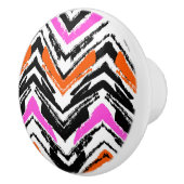 Zickzack Muster in Schwarz, Orange und Rosa Keramikknauf (Rechts)